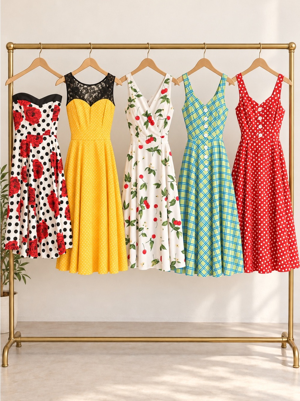 Bright Yellow Sweetheart Midi Dress with Lace Yoke